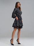 Чорна сукня трапеція з мереживом та квітковим принтом Issa Plus: SA-763_чорний фото 3