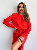 Коралове плаття з куліскою та розрізом Issa Plus: 13792_кораловий фото 3